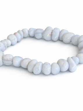 Blue Lace Agate Beaded Bracelet New